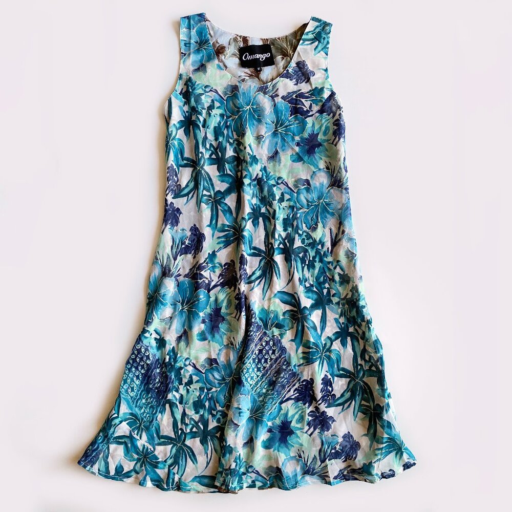 Omango Reversible Chiffon Floral Midi Dress Size M Double Layered